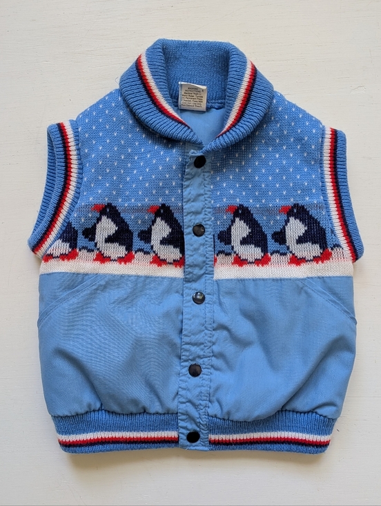 Vintage Other - Vintage Light Blue Penguin Vest 18 Months